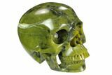 Realistic, Polished Jade (Nephrite) Skull #127593-1